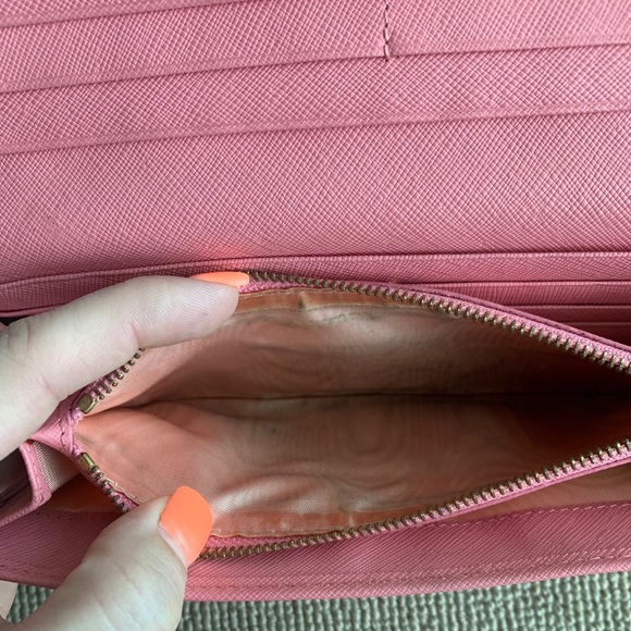 PRADA pink bow wallet leather women’s snap closure organizer bag zipper money - Picture 7 of 13